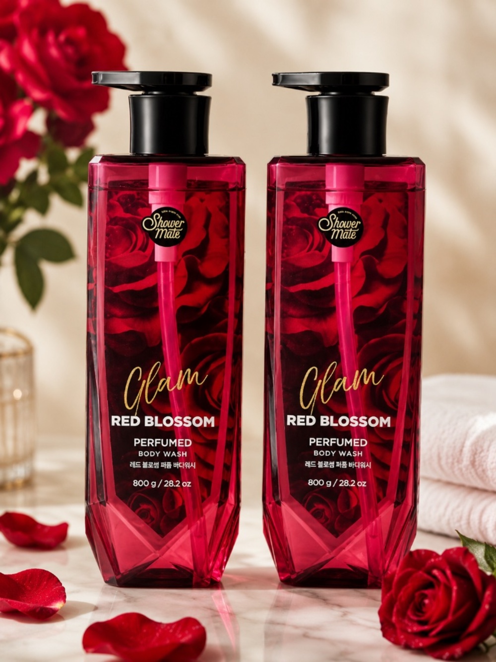 2x Shower Mate Glam Red Blossom Perfumed Body Wash K-Beauty 28.2 Oz 800g